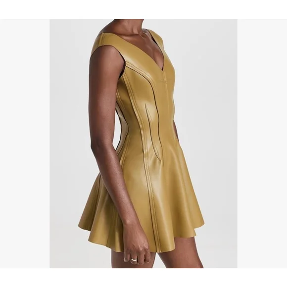Norma Kamali Gracie Faux leather Mini Dress Size S $225 MSRP - Picture 3 of 12